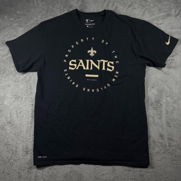 Nike Dri-Fit New Orleans Saints T-Shirt Men’s Medium Black Short Sleeve - Picture 1 of 9